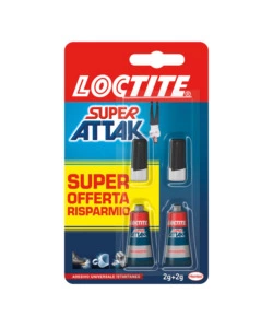 Colla liquida trasparente henkel 'loctite super attak', 2+2 gr